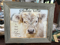 Baby Scottish Highland Cow - Canvas Framed in Barn Wood