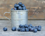 Cup of Blueberries - Canvas Framed in Barn Wood